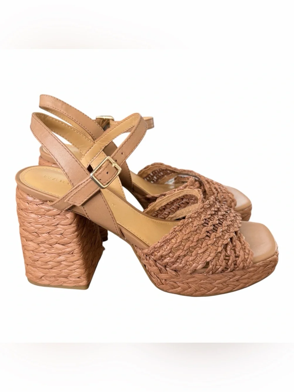 Marc Fisher Braided Platform Slingback Sandals - Brown